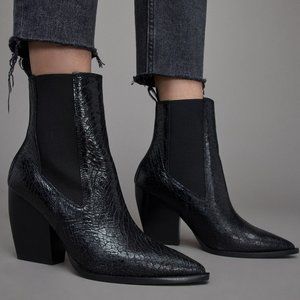 ALL SAINTS  Women's Ria Croc Embossed High Heel Booties
